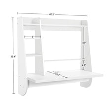 Load image into Gallery viewer, Online shopping wlive wall mounted desk with storage shelves computer table for home office stable and durable floating kitchen dining desk white
