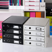 Load image into Gallery viewer, Explore leitz click store storage box 4 drawer collapsible stackable patented design bin cabinet desk organizer black 60490095