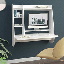 Load image into Gallery viewer, Products wlive wall mounted desk with storage shelves computer table for home office stable and durable floating kitchen dining desk white