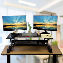 Load image into Gallery viewer, Order now smart art height adjustable sit to stand computer desk standing desk riser workstation standing table converter with 36 in x 22 in tabletop black