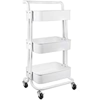 Elabo 3-Tier Metal Rolling Utility Cart with 2 Lockable Wheels only $27.99