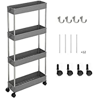 4-Tier Rolling Trolley Storage Organizer Carts Rack w/ 4 Storage Baskets only $17.99