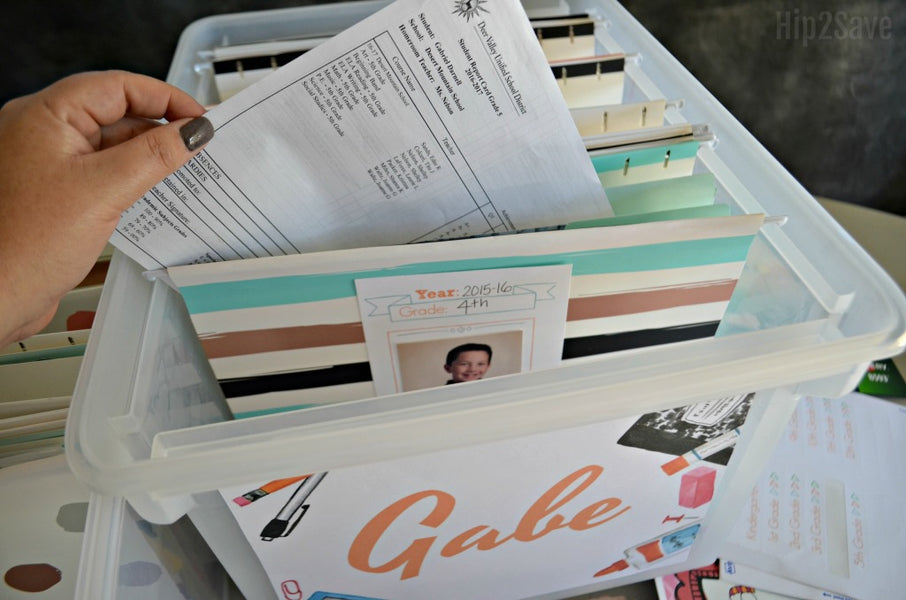 Lots of End of Year Papers? This DIY School Organizer is Great for Your Kiddo’s Memories (FREE Printable Labels Included)