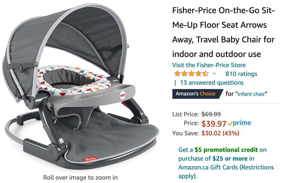 Amazon Canada Deals: Save 43 on Fisher-Price On-the-Go Sit-Me-Up + 53% on Glade Large Jar Candle + More Offers