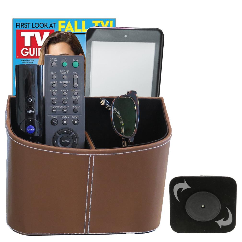 Evelots Rotating TV Remote Organizer-IPad/IPhone/Book-5 Sections-Faux Leather