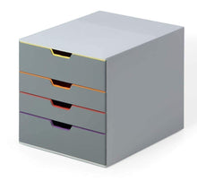 Load image into Gallery viewer, Great durable desktop drawer organizer varicolor 4 compartments with removable labels 11 w x 14 d x 11 375 h gray multicolored 760427