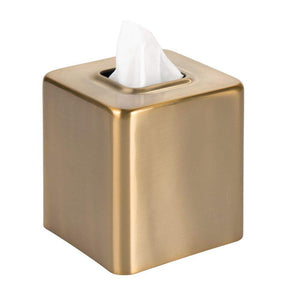 Cheap mdesign modern square metal paper facial tissue box cover holder for bathroom vanity countertops bedroom dressers night stands desks and tables 2 pack soft brass