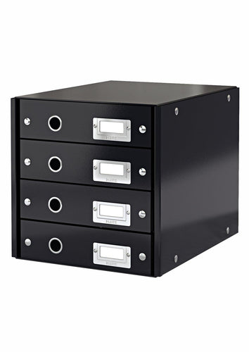 Buy now leitz click store storage box 4 drawer collapsible stackable patented design bin cabinet desk organizer black 60490095