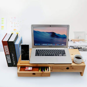 New computer monitor stand with drawers wood tv screen printer riser 22 05l 10 60w 4 70h inch desk organizer in home office