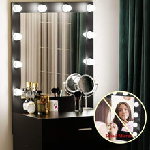 Load image into Gallery viewer, Discover tribesigns vanity set with lighted mirror makeup vanity dressing table dresser desk with large drawer for bedroom black 10 cool led bulbs