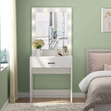 Load image into Gallery viewer, Purchase tribesigns vanity set with lighted mirror makeup vanity dressing table dresser desk with large drawer for bedroom white 10 warm led bulb