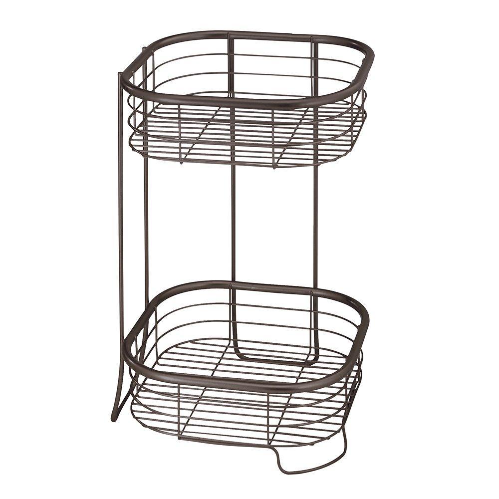 Storage idesign forma metal wire free standing 2 tier shelves vanity caddy baskets for bathroom countertops desks dressers 9 5 x 9 5 x 15 25 bronze