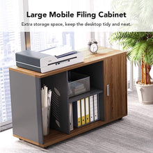Load image into Gallery viewer, Budget little tree l shaped computer desk 55 executive desk business furniture with 39 file cabinet storage mobile printer filing stand for office dark walnut