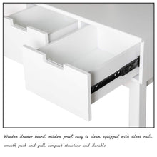 Load image into Gallery viewer, Related vanity beauty station dresing table vanity set with flip top mirror 1 large organization 2 drawers makeup dresser writing desk white flip mirror