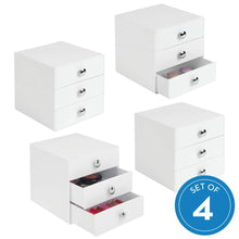 Load image into Gallery viewer, Kitchen idesign plastic 3 jewelry box compact storage organization drawers set for cosmetics makeup hair care bathroom office dorm desk countertop 6 5 x 6 5 x 6 5 set of 4 white