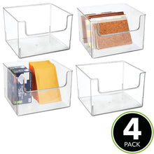 Load image into Gallery viewer, Shop here mdesign plastic open front home office storage bin container desk organizer tote for storing gel pens erasers tape pens pencils highlighters markers 12 wide 4 pack clear