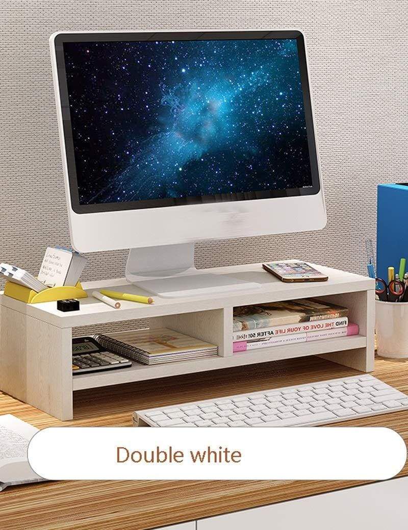 Products wood monitor stand riser storage organizer office computer desk laptop printer stand desktop container 50cmx20cmx13 2cm color white