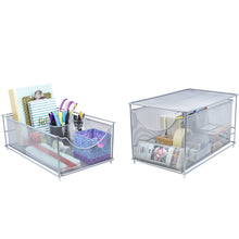 Load image into Gallery viewer, Related sorbus cabinet organizer set mesh storage organizer with pull out drawers ideal for countertop cabinet pantry under the sink desktop and more silver two piece set