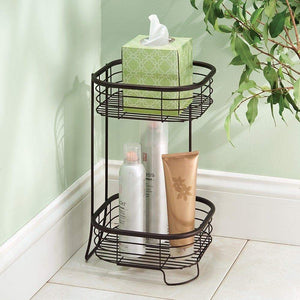 Storage organizer idesign forma metal wire free standing 2 tier shelves vanity caddy baskets for bathroom countertops desks dressers 9 5 x 9 5 x 15 25 bronze