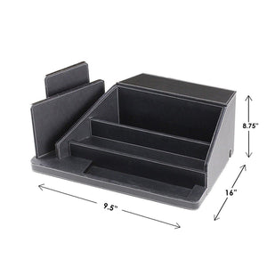 Storage organizer g u s all in one charging station valet and desktop organizer multiple finishes available for laptops tablets phone and wearable technology black leatherette