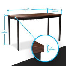 Load image into Gallery viewer, Home computer desk for home office 55 length table w cable organizer sturdy and heavy duty writing desk for small spaces and students laptop use damage free promise teak