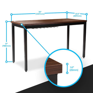 Home computer desk for home office 55 length table w cable organizer sturdy and heavy duty writing desk for small spaces and students laptop use damage free promise teak