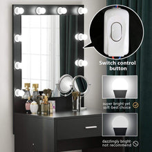 Load image into Gallery viewer, Cheap tribesigns vanity set with lighted mirror makeup vanity dressing table dresser desk with large drawer for bedroom black 10 cool led bulbs