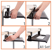 Load image into Gallery viewer, Try stand steady easy clamp on keyboard tray large size no need to screw into desk slides under desk easy 5 min assembly great for home or office