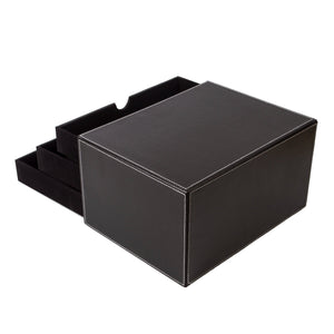 Budget friendly ubaymax multi functional 3 drawer leather desk organizer file cabinet office supplies desktop storage jewelry organizer box with drawer black