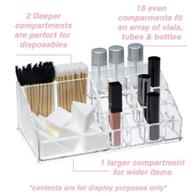 Load image into Gallery viewer, Results acrylic makeup organizer and holder storage for make up brushes lipstick and cosmetic supplies fits on counter top vanity or desk clear