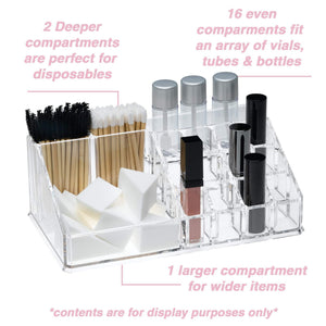 Results acrylic makeup organizer and holder storage for make up brushes lipstick and cosmetic supplies fits on counter top vanity or desk clear