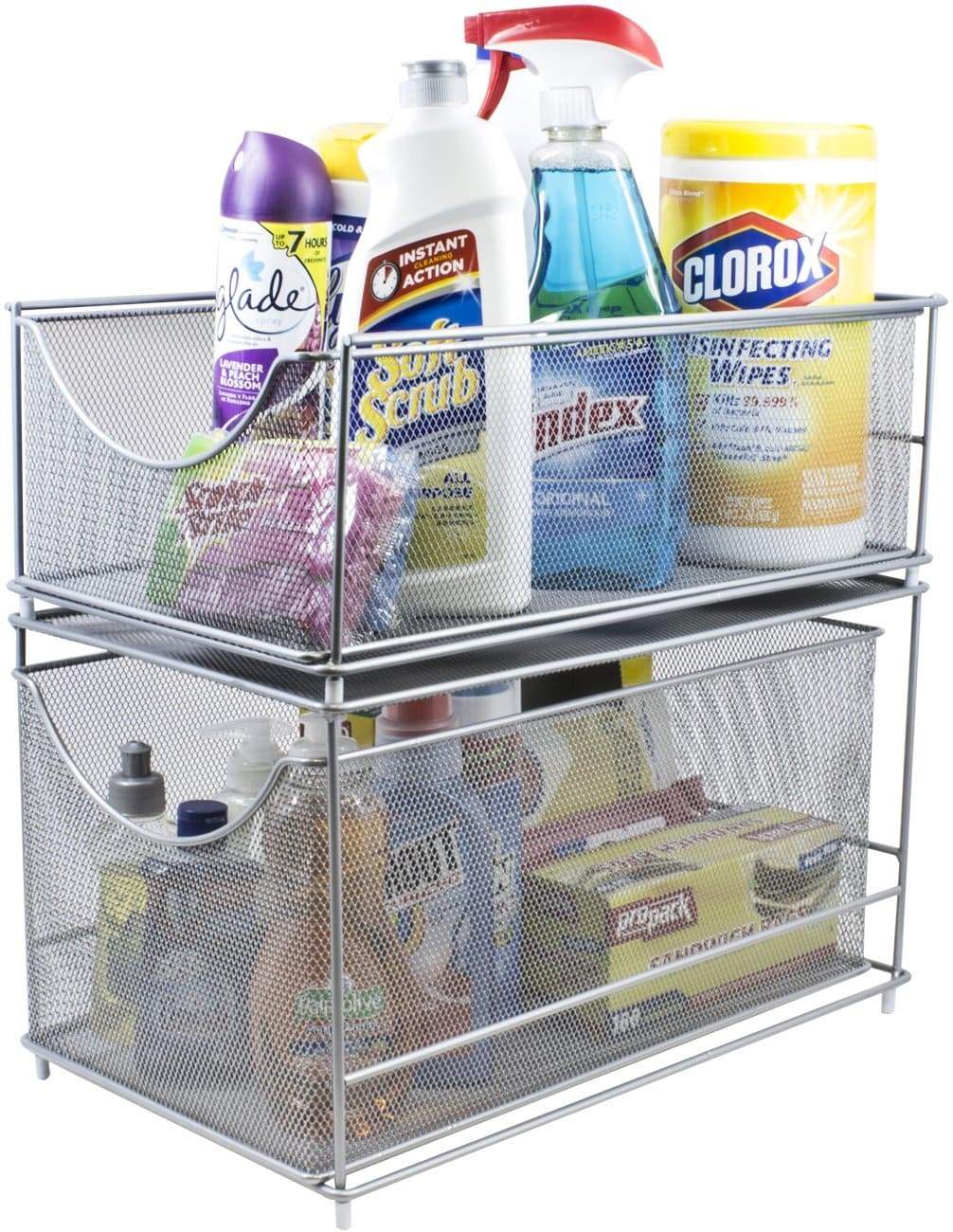 Purchase sorbus cabinet organizer set mesh storage organizer with pull out drawers ideal for countertop cabinet pantry under the sink desktop and more silver two piece set