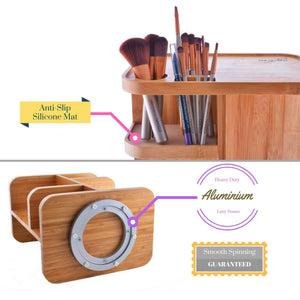 Kitchen refine 360 bamboo cosmetic organizer multi function storage carousel for your vanity bathroom closet kitchen tabletop countertop and desk