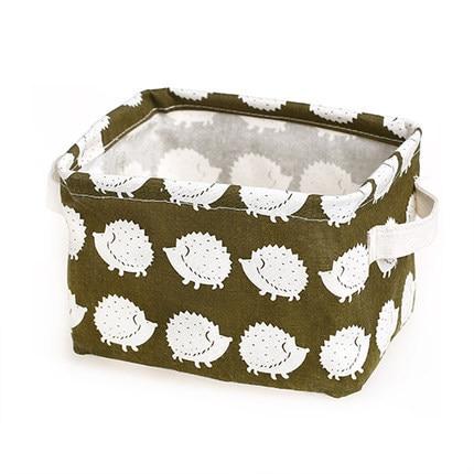 Desktop Storage Basket Cute Printing Waterproof Cotton Linen Sundries Storage Box